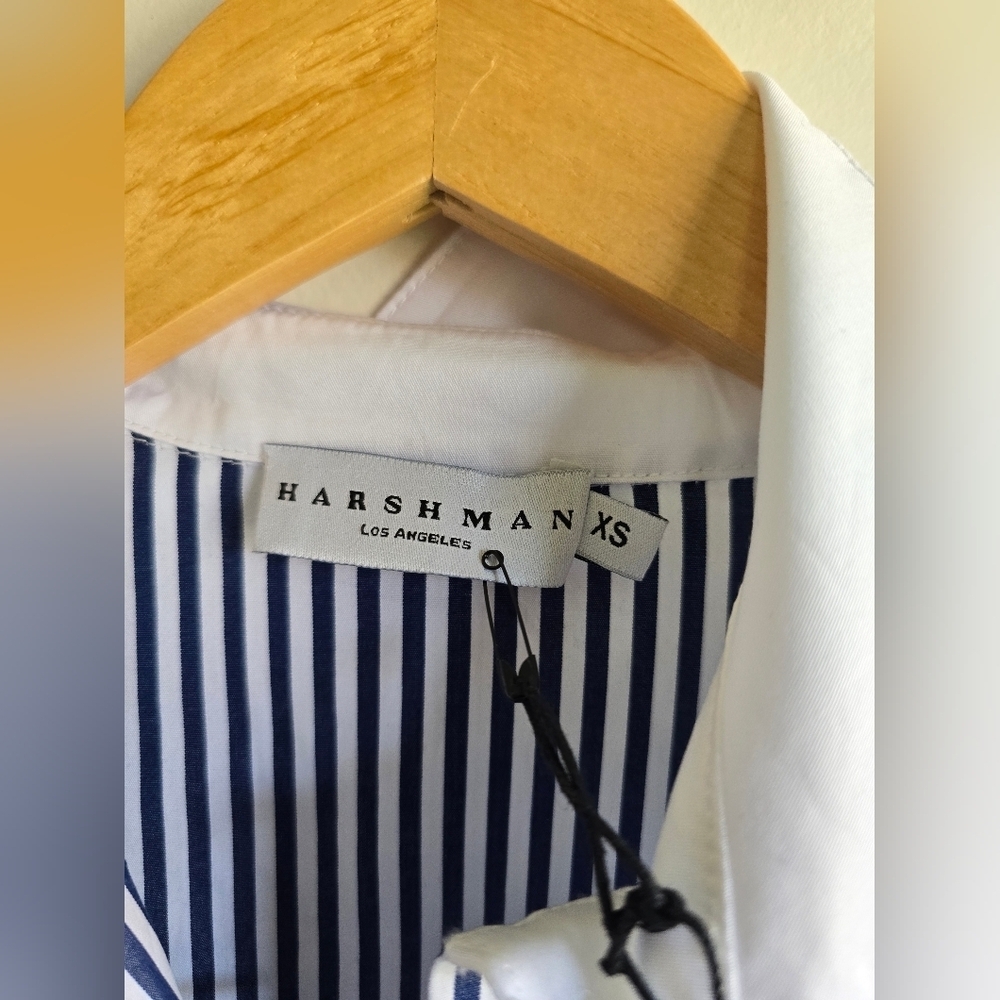 NWT! Harshman,Justine Striped Button-Down Tunic, Navy Stripes,Size XS -MSRP $205 - Picture 7 of 8